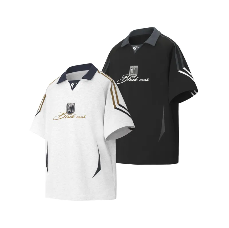 Men's T-shirt Pullovers Short Sleeve Men's Polo Shirts American Retro Letter