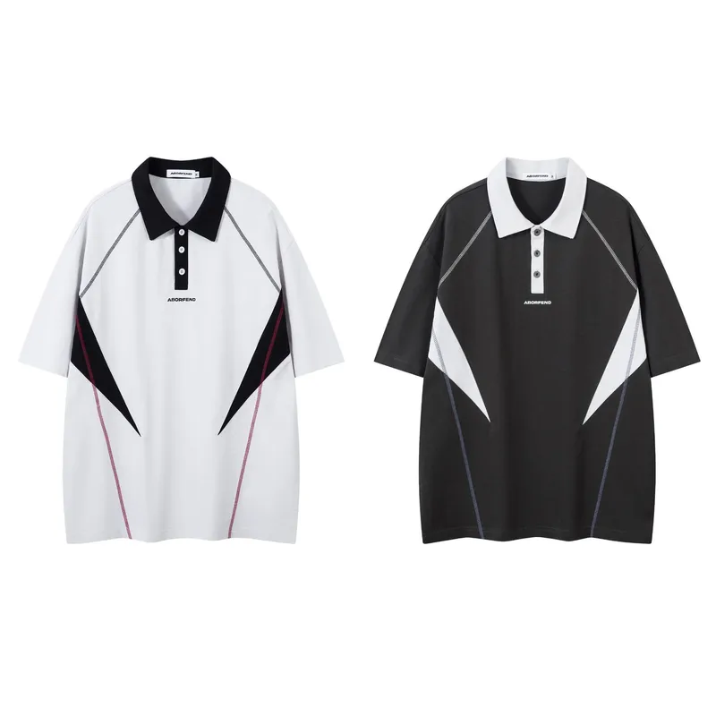 Adults Men's  Short Sleeve Men's Polo Shirts American Retro Contrast Collar