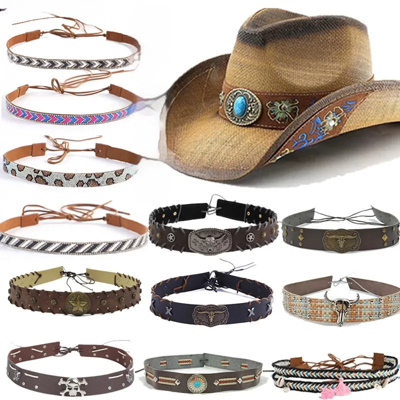 Cowboy Hat Hat With Decorative Ethnic Style Hat Straw Hat Hot Hat Belt