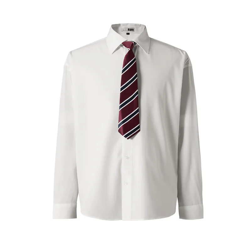 Jiayiku Men's Wear  Spring New Style Retro Campus Style JK Niche Tie Shirt Long Sleeve Ins Fashionable And Handsome