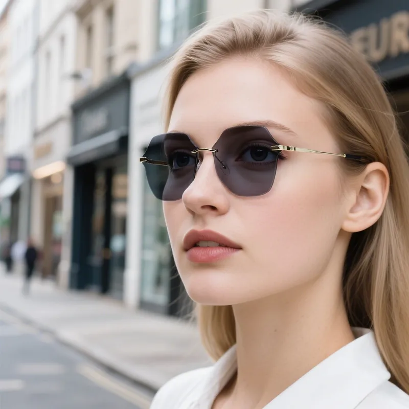 New Ladies Frameless Sunglasses High Sense All-match Temperament Glasses UV Fashion Sunscreen Sunglasses Wholesale