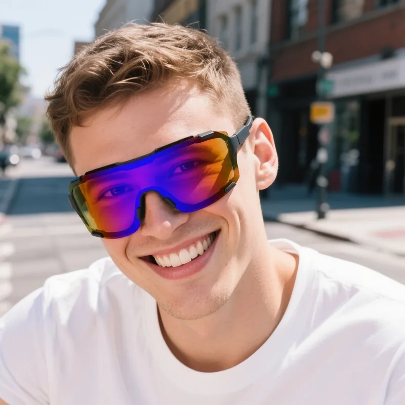 Summer Riding Glasses Large Frame Conjoined Film Outdoor Sports Running Colorful Sunglasses Men's And Women's All-match Sunglasses