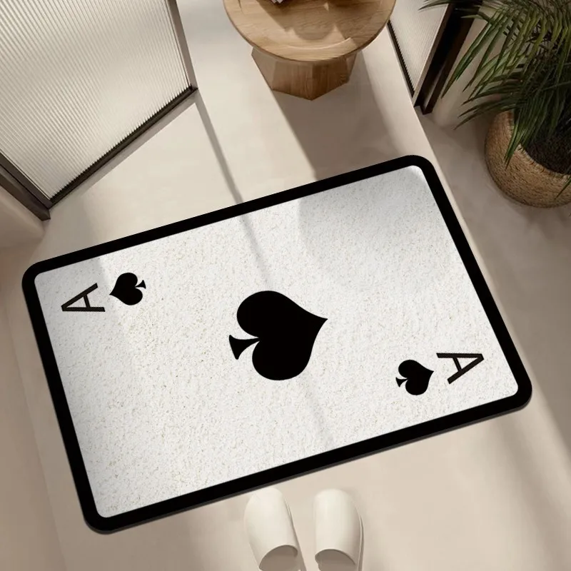Creative Personality Poker Diatom Mud Floor Mat Wear-resistant Foot Mat Bathroom Absorbent Non-slip Mat Rubber Bottom Mat Factory Direct Sales
