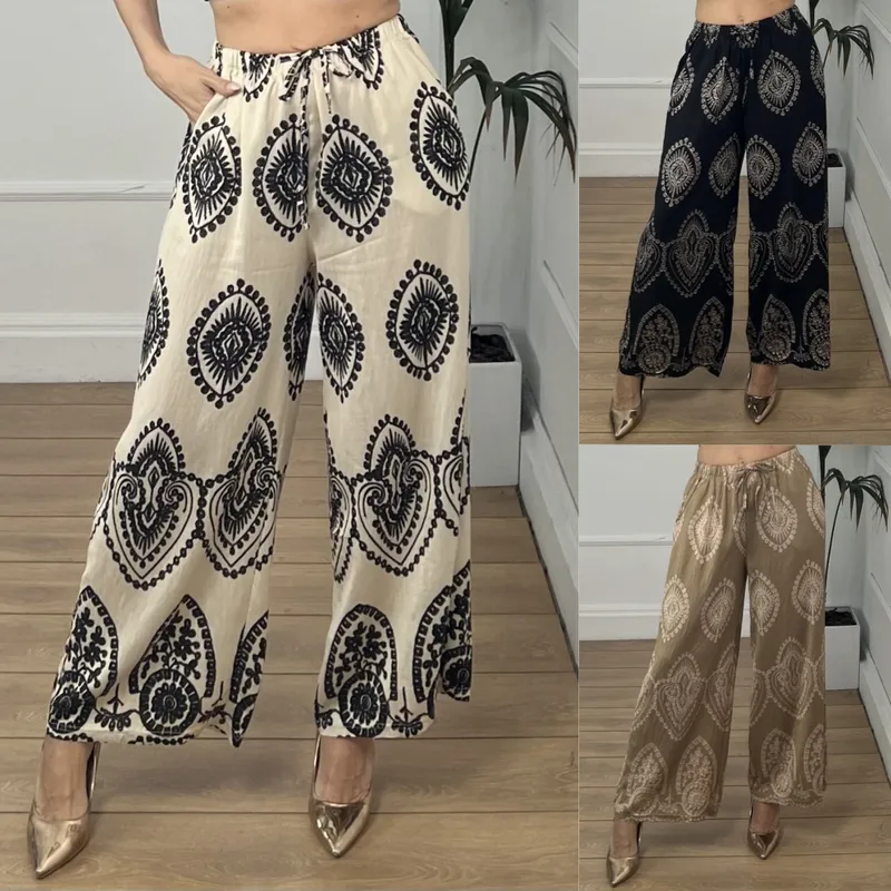 Women's Summer New Woven Wide-leg Loose Casual Straight Pants Women's Trousers
