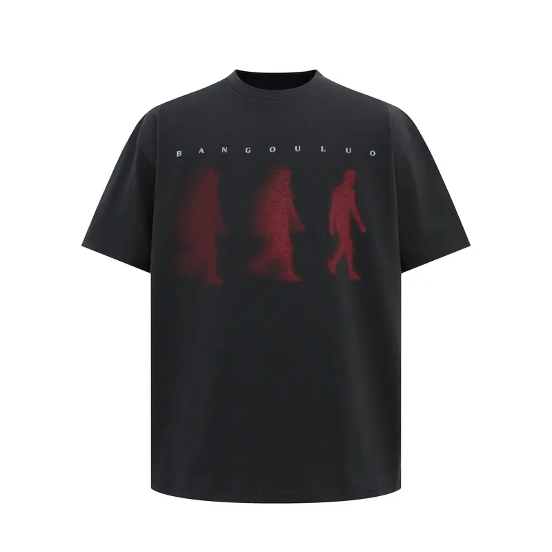 Jiayiku Men's  Summer New American Street Fashion Brand Tee Diablo Abstract Printed Short-sleeved T-shirt For Men