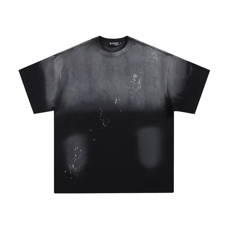 Jiayiku Men's  Summer New American Street Fashion Brand Tee Gradient Washed Inkjet Short-sleeved T-shirt For Men