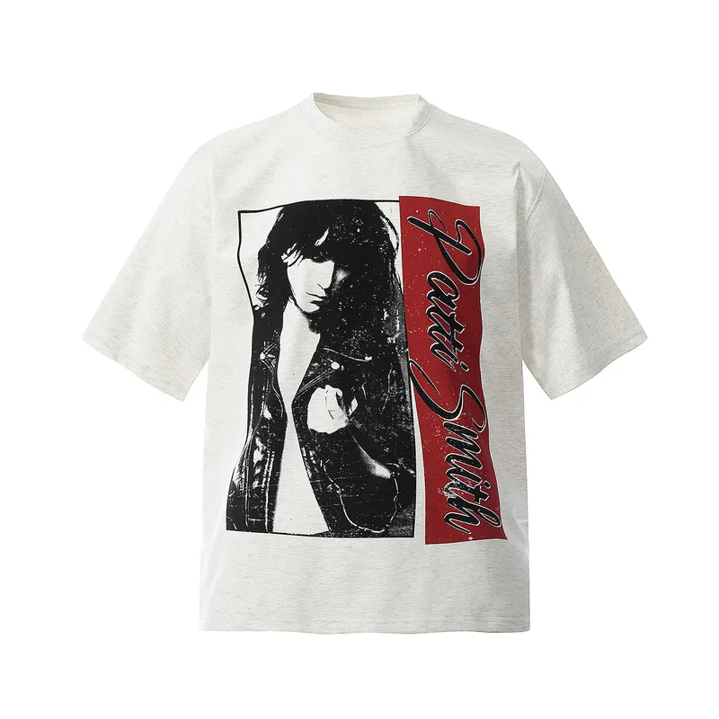 Jiayiku Men's  Summer New American Retro Fashion Brand Tee T-shirt Characters Printed Short-sleeved T-shirt For Men