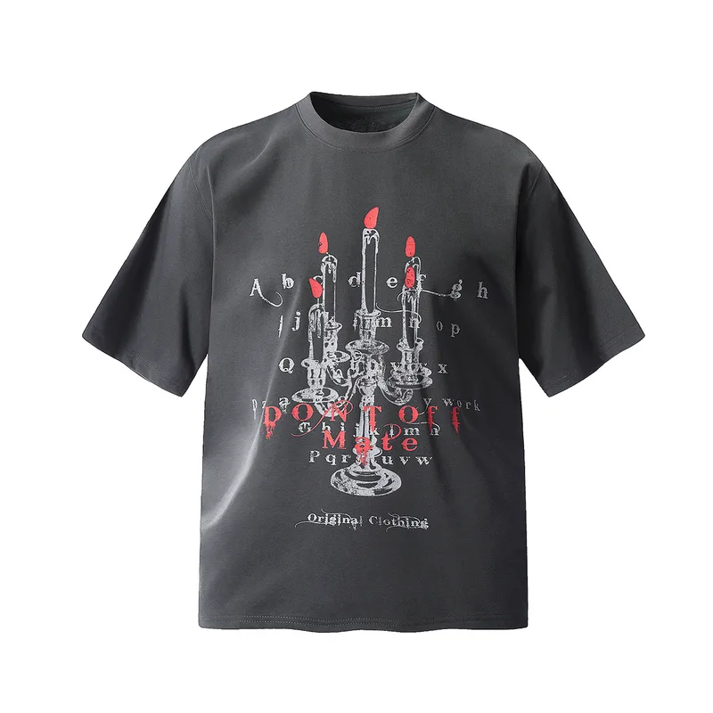 Jiayiku Men's  Summer New American Retro Trendy Brand Tee T-shirt Graffiti Print Short-sleeved T-shirt For Men