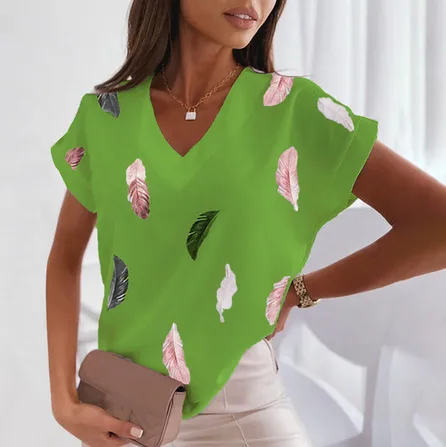 Factory  Trend 3DT T-shirt Feather 3D Printed Women's T-shirt Short Sleeve 3D Printed T-shirt Factory Direct Supply