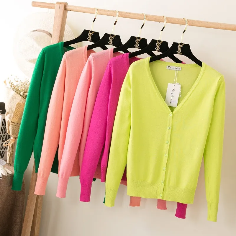 New Style Spring And Autumn Loose Outerwear Knitwear Plus Size Cardigan Sweater Women's Short Spring Long Sleeve Thin Coat