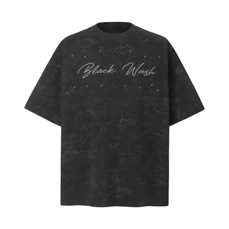 Jiayiku Men's  Summer New American Retro Fashion Brand Washed Old Star Rivet Short-sleeved T-shirt For Men