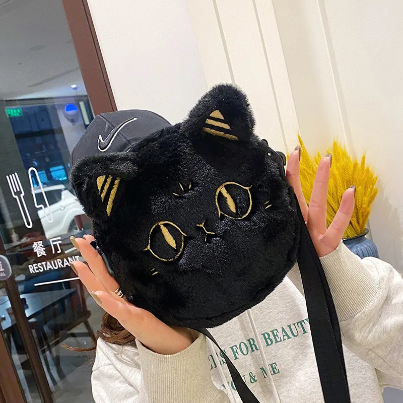 Anderson Cat Crossbody Bag Women's  New Mobile Phone Bag Plush Embroidery Shoulder Bag Cute Cartoon Small Round Bag