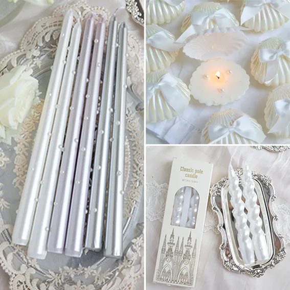 30CM Pearl Long Rod Wax Hotel Aromatherapy Candle Atmosphere Desktop Ornaments European Romantic Smokeless Pearl Candle