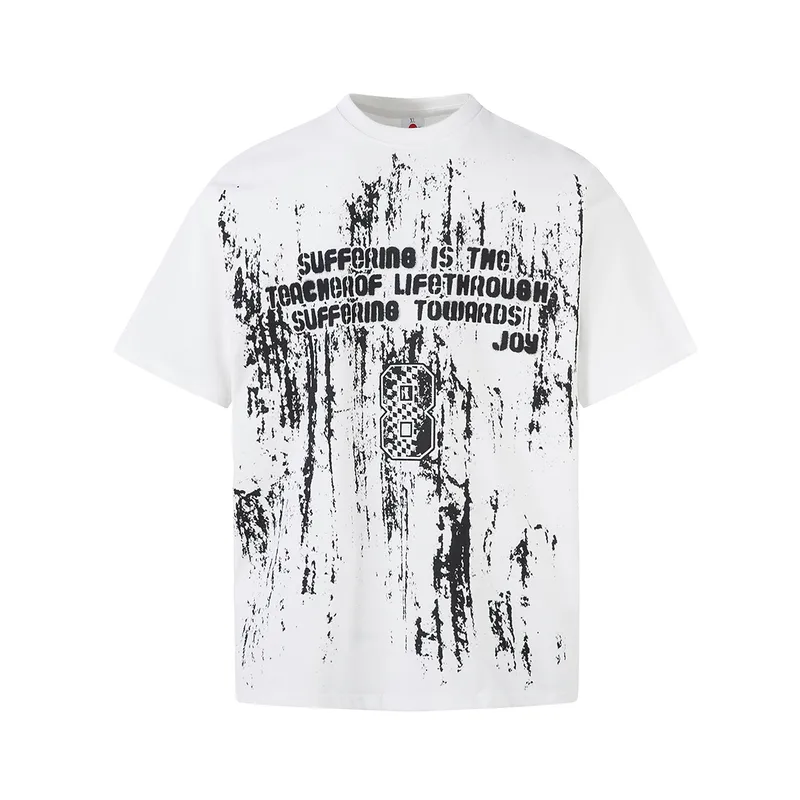 Jiayiku Men's  Summer American Street Hip Hop Fashion Brand Tee Racing Suit Motorcycle Printed T-shirt Short Sleeve Men