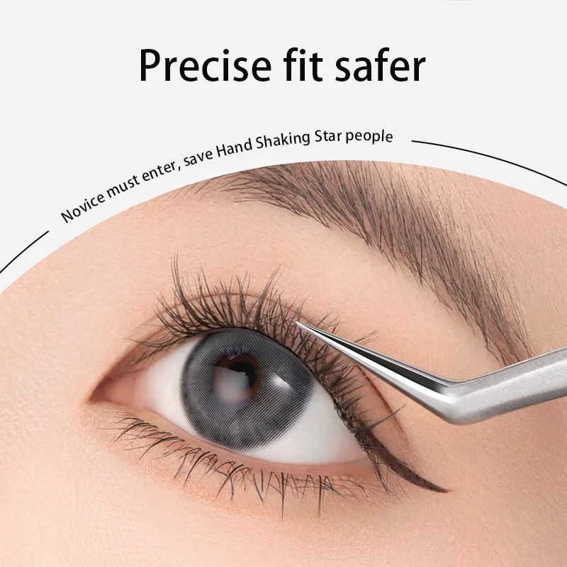 Solid Color Stainless Steel Eyelash Tweezers