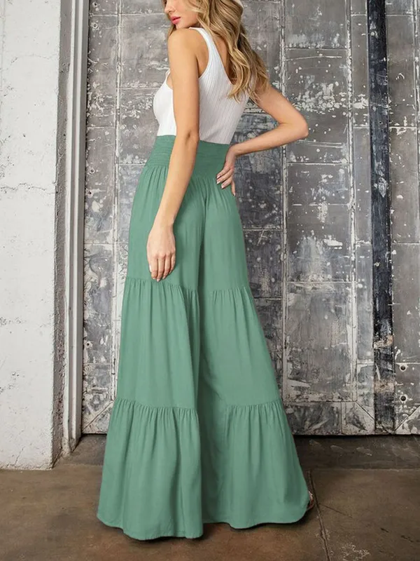 Factory Direct Sales Plain Fashion  Summer New Women's Clothing Fashion Casual Pleated Wide Leg Trousers Loose Pants