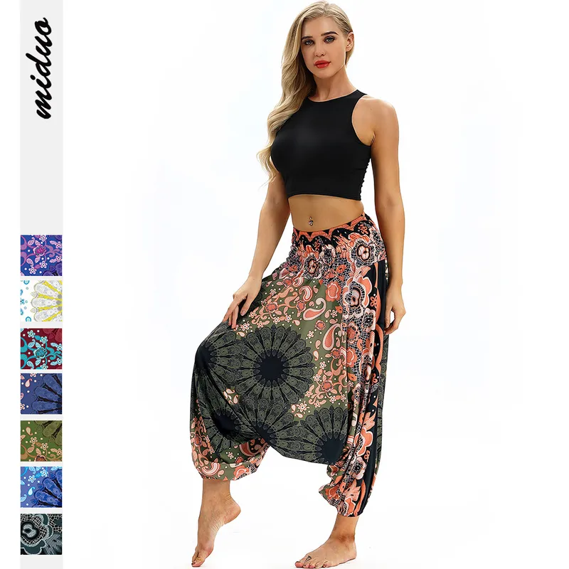 Factory Direct Digital Printing Women's Loose Toe Crotch Yoga Sports Pants Pop Breathable Summer Bloomers