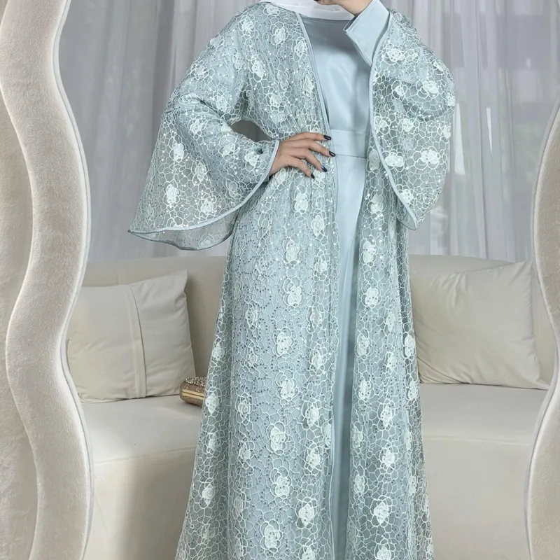 Middle East  Lace Outer Skirt Loose Two-piece Long Skirt Casual Daily All-match Suit Dress