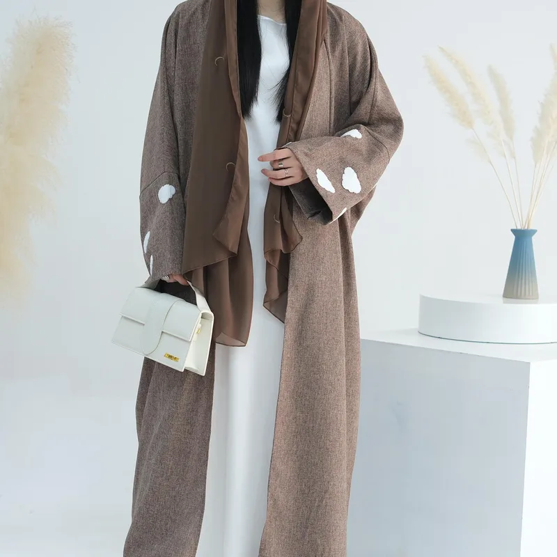 Cloud Embroidery Dubai Turkish Silhouette Cardigan Bat Sleeve Dress
