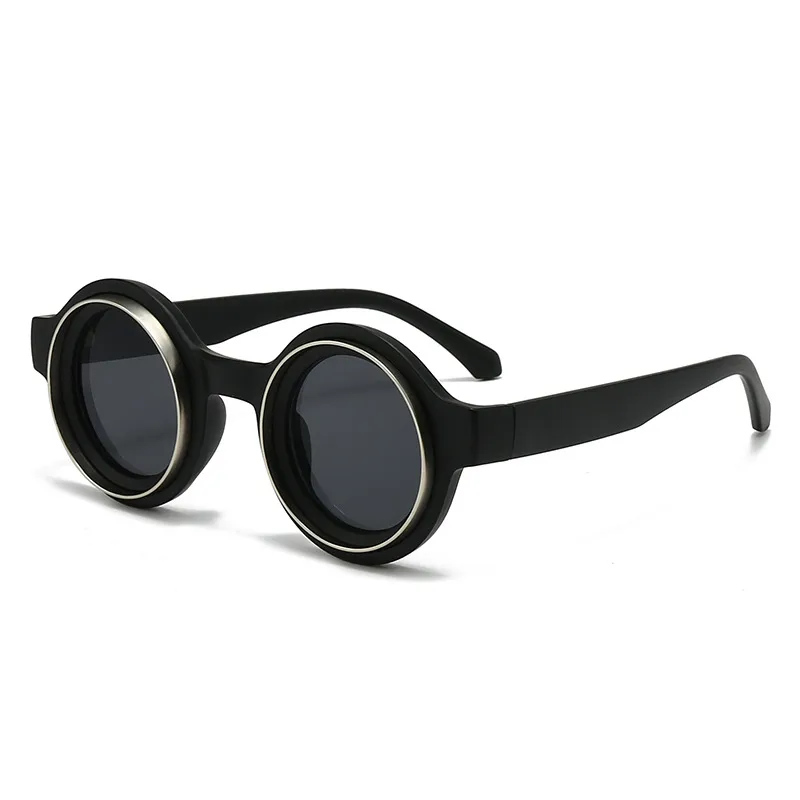New  Double Circle Round Frame Sunglasses Fashionable Men And Women's Show Street Shot Sunglasses Retro All-match Sunglasses