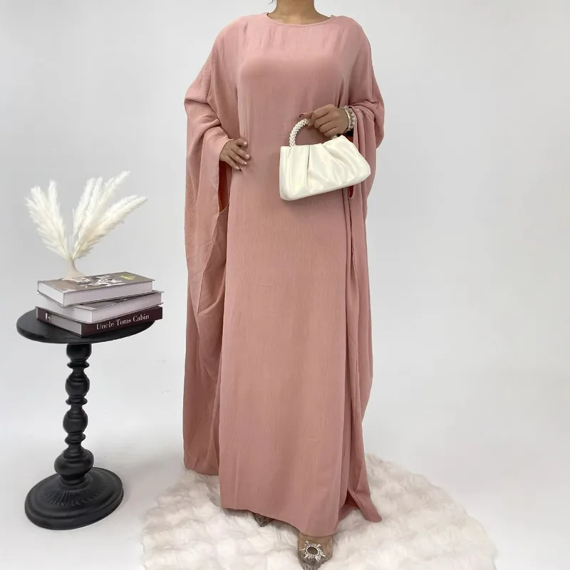 Foreign Trade Women's Muslim Clothing Abaya Waist Bat Sleeve Dress Waist Bat Sleeve Dress