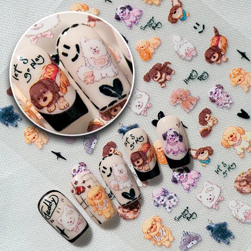 Ins Flat Nail Sticker New Cute Nail Sticker Good-looking Cartoon Design Waterproof Material Sticker Type Manicures Decoration