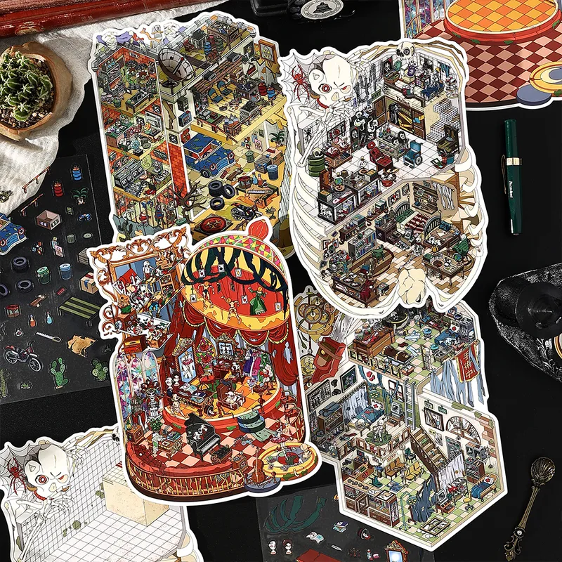 1 Piece Cartoon School PET Paper Card Cartoon Style Vintage Style Maximalism Stickers