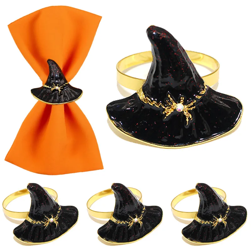 Hot Sale Hot Sale Napkin Ring Wizard's Hat Napkin Ring Halloween Party Napkin Ring Black Witch Props Factory Wholesale