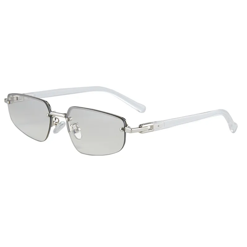 Simple Style Streetwear Geometric Ac UV400 Protection Oval Frame Frameless Glasses