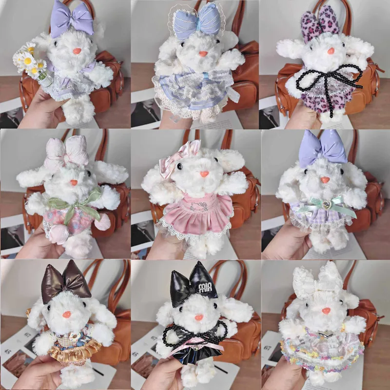 Xiaohongshu Popular White Lop-Eared Rabbit Plush Doll Pendant With Lanyard Birthday Gift Bag Pendant Wholesale