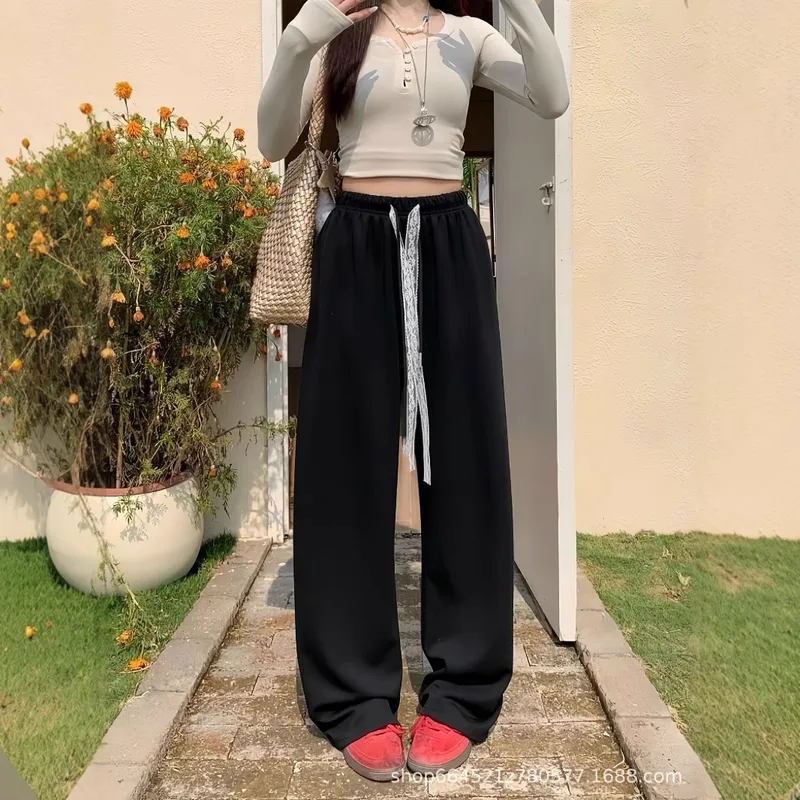 Dopamine Cream Pants Spring And Summer  New All-match Yamamoto Wide-leg Pants High Waist Straight Casual Trousers