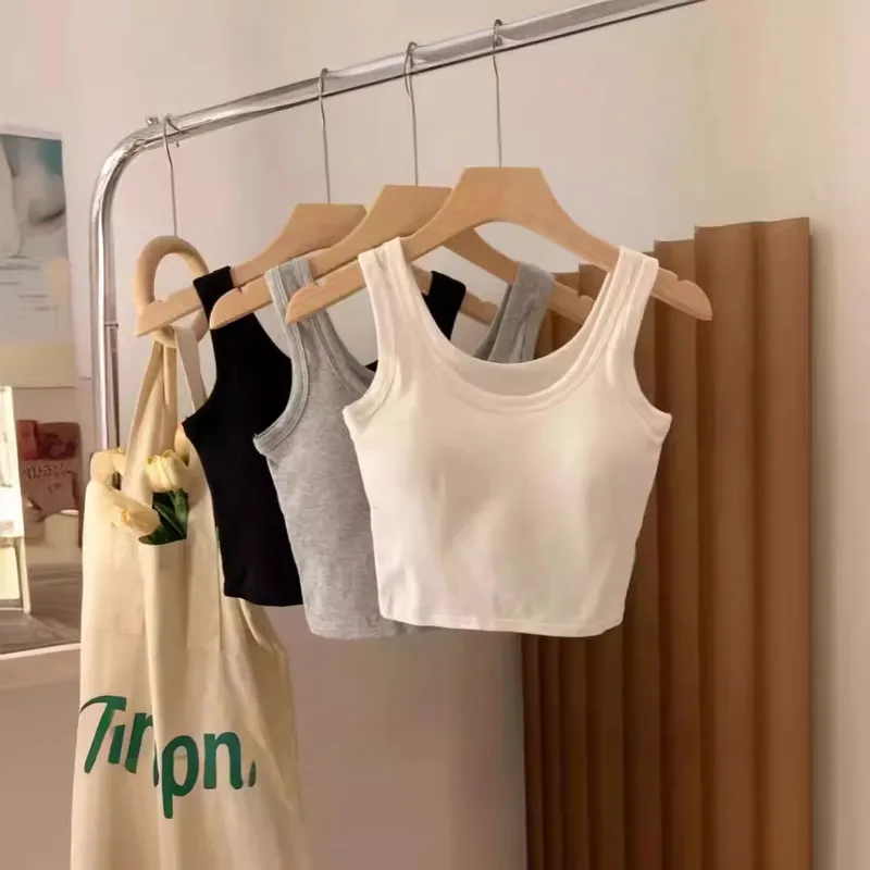 A Generation Of Hair With Chest Pad Vest Women Summer Joker Short Hot Girls Exposed Umbilical Sexy Bottoming Vest Women Wholesale