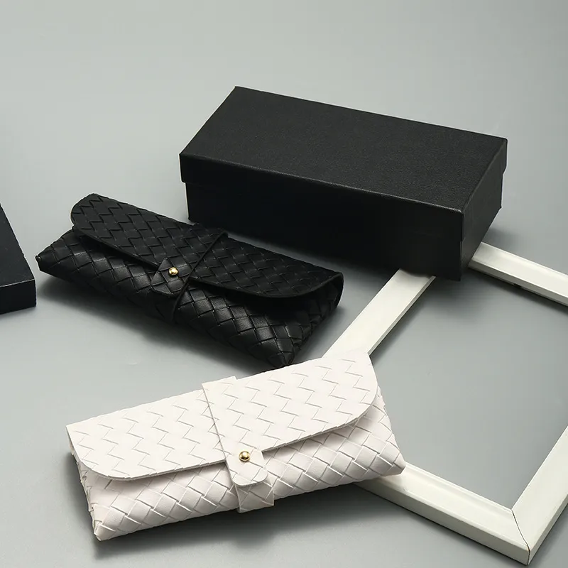 Factory Wholesale Woven Pattern Glasses Box Woven Pattern Nail Buckle Soft Sunglasses Sunglasses Box Can Be Printed LOGO