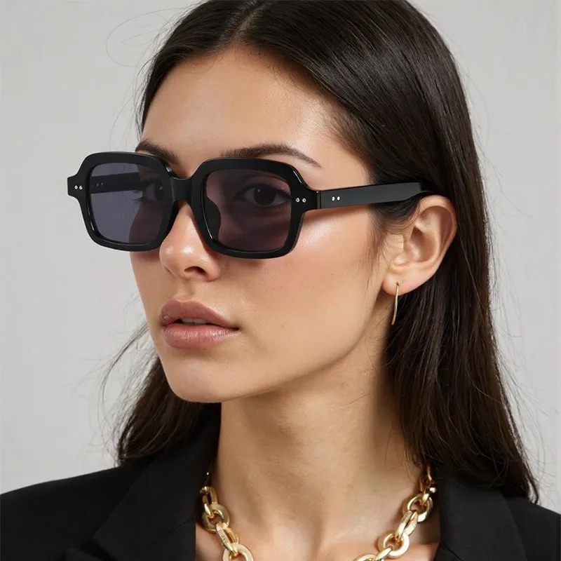 Casual Retro Solid Color PC UV400 Protection Square Full Frame Glasses