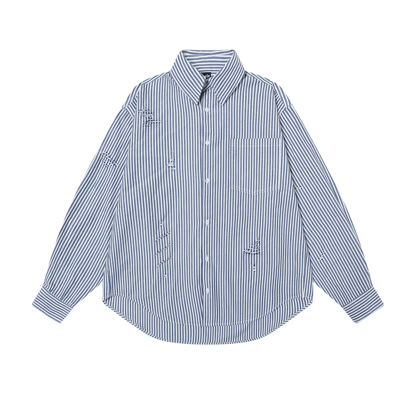 Jiayi Library Men's Wear  Spring New Cleanfit Long Sleeve Striped Long Sleeve Striped Shirt For Men And Women