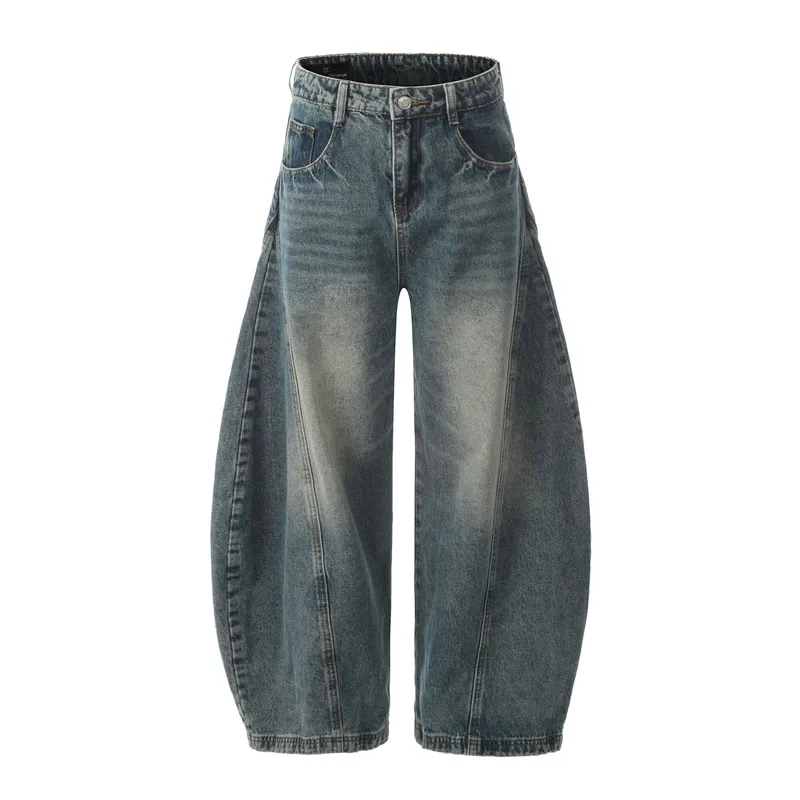 Jiayiku Tide Brand  Spring American Retro Washed Machete Jeans Straight Cleanfit Pants