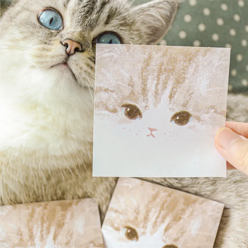 Mo Mo Non-Adhesive Sticky Notes Cute Pet Stickers Series Cute Hand-Drawn Illustrations Journal Wall Decoration Message Paper