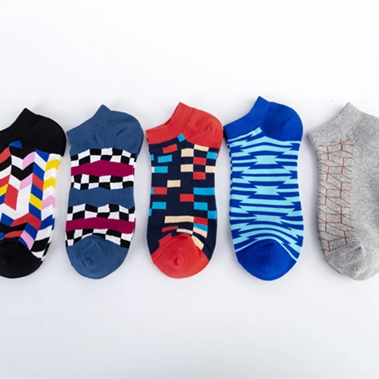 Spring And Summer New Men's Socks Trend New Geometric Series Men's  Version Of The Boat Socks Men's Socks Casual Socks Wholesale