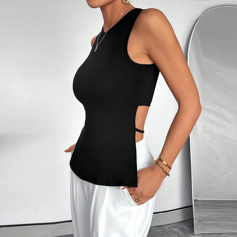 International Station  Women's  Spring And Summer New Simple Sexy Vest Front Long Rear Short Asymmetrical Top