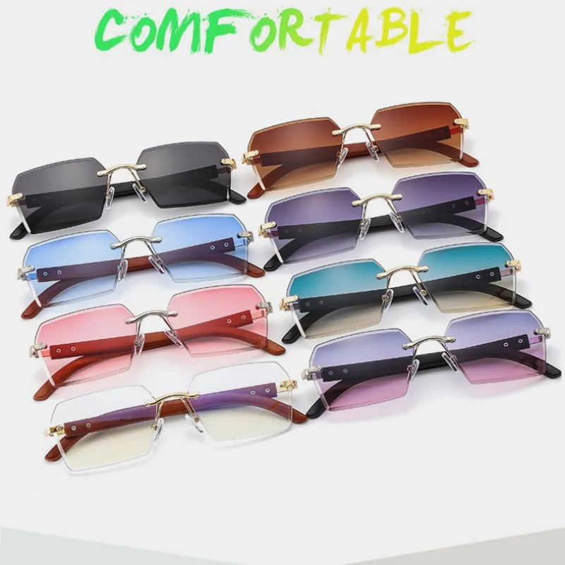 New Small Frame Men's And Women's Frameless Trim Color Sunglasses  Ins Big Star Sunglasses CT311