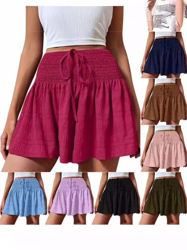 Clothing Summer Fashion Solid Color Drawstring Shorts