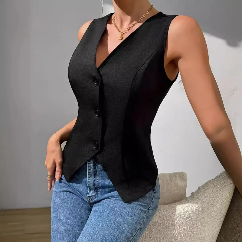 New Vest Solid Color Design Sense
