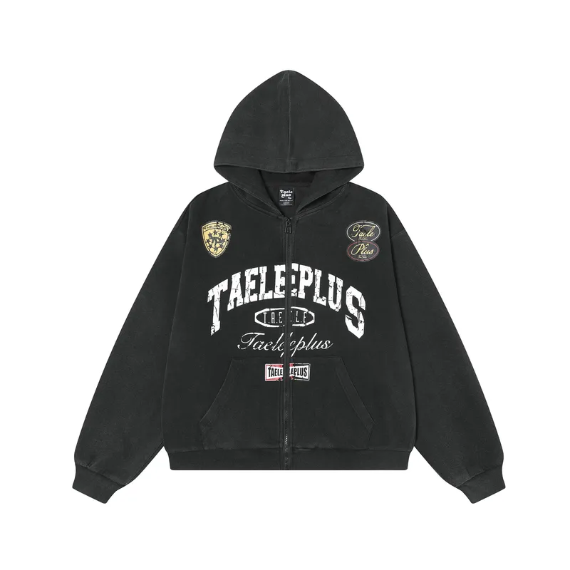 Jiayi Library Men's  Spring New American Academy Style Vintage Washed Hoodie Jacket Cardigan Zipper Sweater
