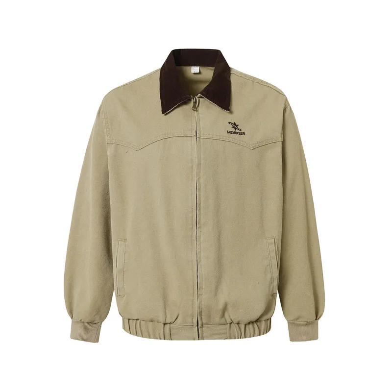 Jiayi Library Men's  Spring New American Retro Wash Water Do Old Work Jacket Vintage Canvas Outer