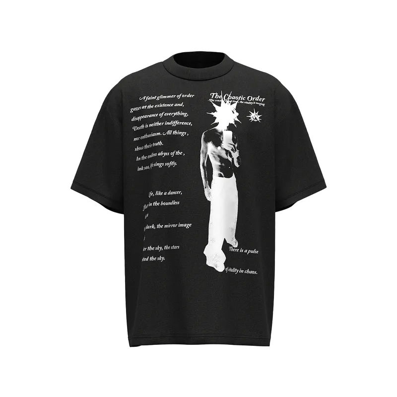 Jiayiku Men's  Summer New American Street Hip Hop Fashion Brand Culture Shirt Creative Character Printed T-shirt