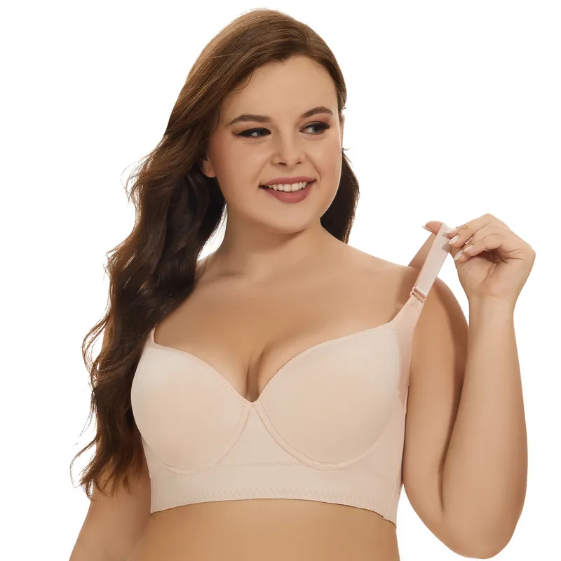 Large Size Gloss Seamless Underwear Women's Gathered Breast Anti-sagging Eight-breasted Adjustable Bra