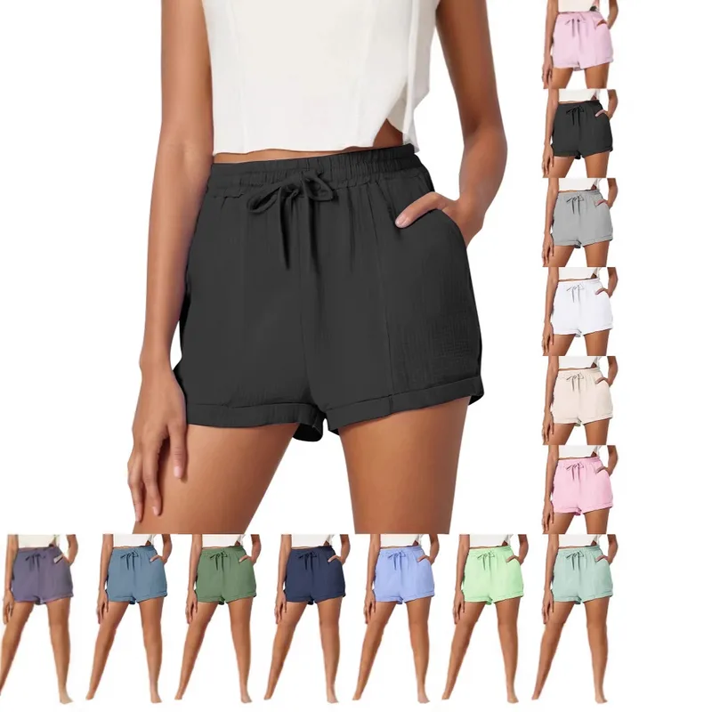 Summer New  Women's Clothing  Wish  Foreign Trade Solid Color Loose Casual Fashion Shorts Women