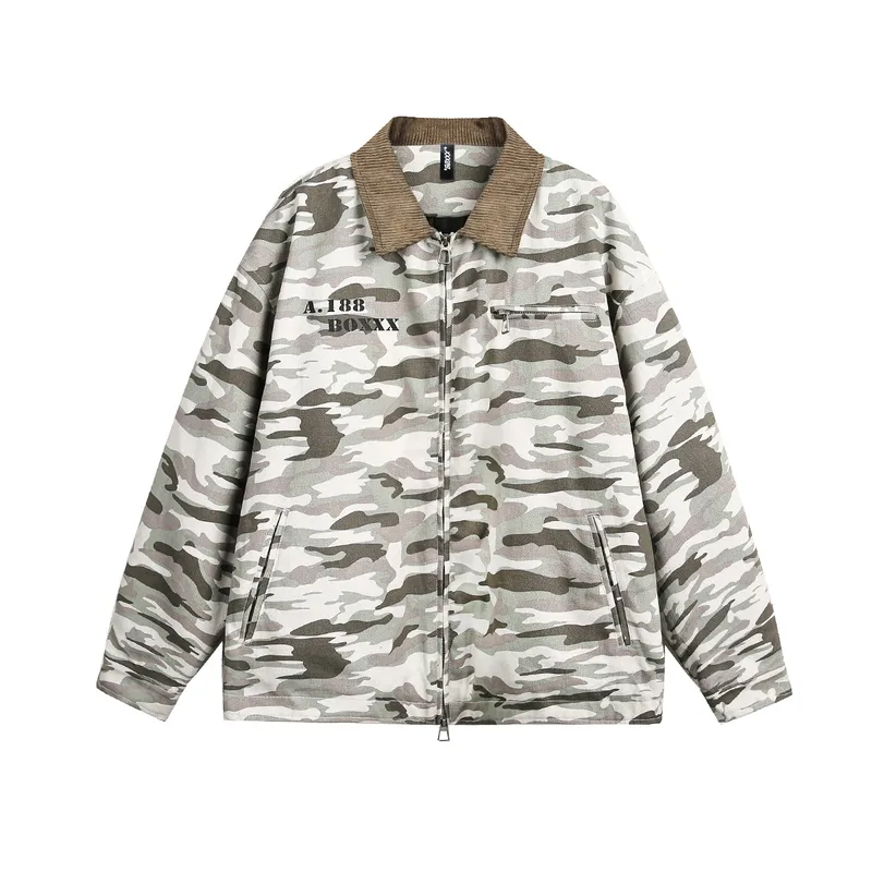 Jiayiku Fashion Brand  Spring New American Street Retro Vibe Camouflage Military Jacket Couple Jacket
