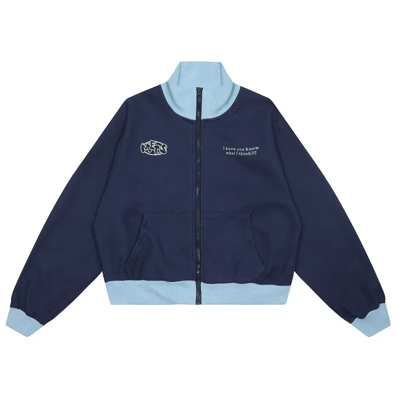 Jiayiku Fashion Brand  Autumn New American Retro Embroidered Contrast Color Stitching Baseball Suit Jacket Short Jacket