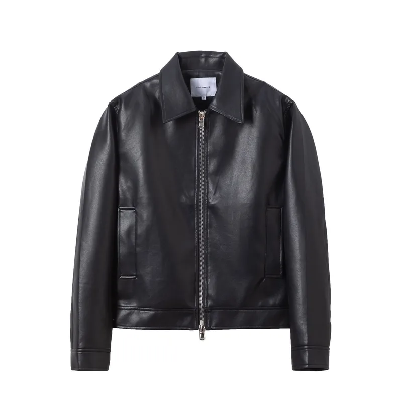 Jiayiku Fashion Brand  Autumn And Winter New American Retro Simple Short PU Leather Motorcycle Jacket Coat For Men And Women